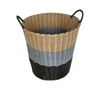 Panier à linge tressé à la main en jonc de mer gris 22 x 22 cm pour un | Design tressé à la main, couleur grise naturelle, robuste pour les poignées, idéal pour le style bohème, durable