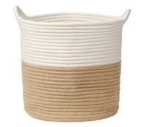 Panier à linge - Tressé en corde de coton - Avec poignée - Pour rangement - Idéal pour salon, chambre d'enfant, salle de bain -30 x 30 cm