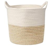 Panier à linge - Tressé en corde de coton - Avec poignée - Pour rangement - Idéal pour salon, chambre d'enfant, salle de bain - 28 x 28 cm