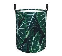 Panier à linge vert à longues feuilles pour vêtements sales, panier à linge pliable, sac de rangement idéal pour la chambre à coucher, la salle de bain