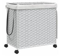 Panier à linge - vidaXL - Blanc - Paille - 3 compartiments - Design pliable