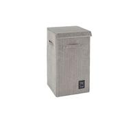 - Panier à linge vintage desing velours Cora - L. 33 x H. 58 cm - Gris - Cora
