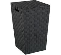 Panier à linge - WENKO - Adria - 48L - Polypropylène effet osier - Noir - 33x53x33 cm