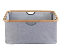 WENKO Panier linge pliable Bahari, panier de rangement tissu salle de bain, Capacité 50L, Polyester - Bambou, Gris - Marron