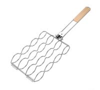 Panier à maïs anti-adhésif avec poignée en bois | Grille de gril pliable pour maïs en épi | Accessoire de barbecue en fil de fer antirouille pour feu de camp à gaz charbon de camp extérieur