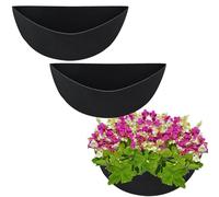 Panier à mural semi-rond, doublure intérieure, 3 inserts en feutre | Inserts de pot de fleurs pour jardiniers, propriétaires de maisons, locataires, terrasse, cour, bureau, appartement