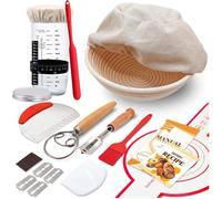 Panier à pain - Banneton - Kit complet pour levain - Panier de protection pour le pain - Panier rond de 23 cm - Kit pour la