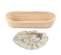 Panier à pain ovale de 30 cm en forme d'ellipse en rotin naturel - Moule à pâtisserie avec doublure en tissu - 30 x 15 x 8 cm - Kit de démarrage pour boulangers professionnels