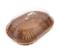 Panier à Pain Rond 36cm Tressé avec Couvercle Transparent | Acrylique et Pp, Usage Quotidien Polyvalent, Facile à Nettoyer, pour Fruits, Légumes, Bricoles et Courses