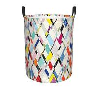 Panier à papier peint coloré à carreaux avec poignées circulaires pour un déplacement facile Panier à vêtements sales personnalisé Rangement simple