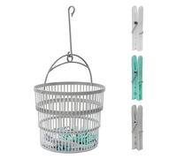 Panier à pinces à linge avec 50 pinces à linge pour corde à linge - Seau pliable en plastique avec cintre et crochet de suspension - Construction solide et durable avec taille spacieuse