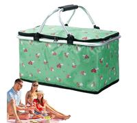 Panier à Pique-Nique - Pliable, Grand Format, Imperméable avec Poignée,Réutilisable avec Couvercle | pour Plage, Camping, Voyage, BBQ, Apéro, Vin, Boissons, Snacks