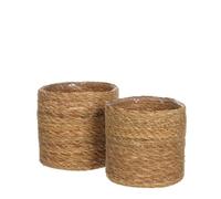 Panier à plantes Atlantic - Lot de 2 - H20 x Ø20 cm - Jonc de mer - Brun clair - Mica Décorations