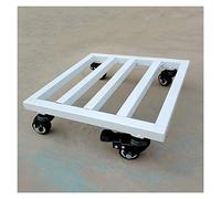 Panier à plantes en métal robuste avec roulettes - Support robuste en fer forgé pour une utilisation en intérieur/extérieur - Chariot carré de 40 cm (blanc)