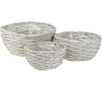 Panier à plantes en osier Set blanc gris Shabby Chic Décoration 3 pièces