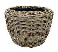 Panier à plantes rond en rotin - Gris beige - Panier en osier avec insert pour extérieur/extérieur - Panier de jardin tressé - Cache-pot pour jardin/jardinière (Ø 65 cm/hauteur 50 cm)