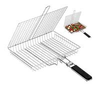 Panier à poisson, panier à gril portable pliable, support de camping en plein air pour barbecue pour poissons, crevettes, légumes, accessoires de cuisine, décorations d'été