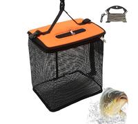 Panier à poissons flottant pliable - Cage légère pour le stockage de poissons vivants | Panier à appâts de pêche avec fermeture à glissière portable, crevettes revêtues de caoutchouc et filet à homard