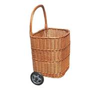 Panier à provisions en osier avec roulettes - Chariot léger pour le transport de bois ou de nourriture