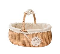 Panier À Provisions en Osier Panier De Pique Nique Panier Pique Nique Osier Panier De Rangement Portable Corbeille De Fruits Osier Panier À Fleurs en Rotin Tressé,25 X 19 X 13 Cm