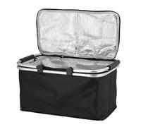Panier à provisions isotherme de 30 l - Noir - 48 x 24 cm - Avec deux poignées - Sac isotherme pliable - Panier de pique-nique