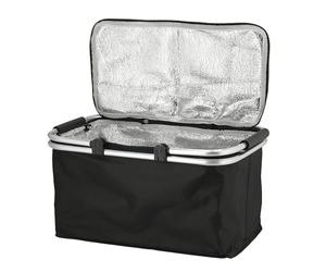 Panier à provisions isotherme de 30 l - Noir - 48 x 24 cm - Avec deux poignées - Sac isotherme pliable - Panier de pique-nique