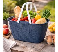 Panier à provisions - Panier à linge - Panier à linge portable avec anse - 23 l - Bleu