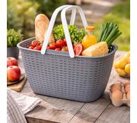 Panier à provisions - Panier à linge - Panier à linge portable avec anse - 23 l - Gris