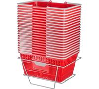 Panier à provisions Panier alimentaire portable 20 pièces 21L avec poignée et support en rouge - Idéal pour les courses