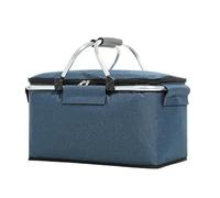 Panier à provisions pliable de 20 L, panier de transport familial, panier de pique-nique isotherme avec poignées rembourrées pour voyage, pique-nique, shopping (bleu)