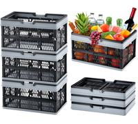 Panier à provisions pliable VEVOR, lot de 3, caisse de rangement pliable en plastique de 16 l avec poignée, panier à provisions pour aliments, fruits et légumes, récipient de rangement pliable