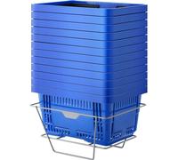 Panier à provisions portable - 12 pièces - 24 l - avec poignée et support - panier alimentaire bleu - idéal pour les courses