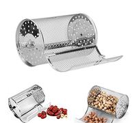 Panier à rôtissoire rotatif, 12 x 12 x 18 cm en acier inoxydable pour barbecue, rôtissoire à café avec porte amovible pour four électrique de cuisine