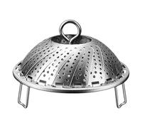 Panier à steamer pliable - Insert durable en acier inoxydable avec des côtés extensibles, des pieds stables et une poignée de levage facile | Steam Basket for Pot Cooking Veggies, Seafood, Eggs, And