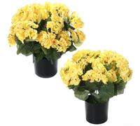 Panier à suspendre en forme de bégonia artificiel, géranium en soie, décoration pour la maison, le salon, la décoration extérieure (jaune x 1)