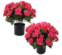 Panier à suspendre en forme de bégonia artificiel, géranium en soie pour la maison, le salon, la décoration extérieure (rose rouge)