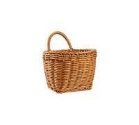 Panier à suspendre en osier - Panier mural en faux rotin pour porte d'entrée, rangement et organisation de cuisine - Petit panier à fleurs portable rétro tissé pour ail, oignon, fruits (C)