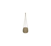 Panier à suspendre en papier tressé vert et marron, ovale, 3 cordes, pour plante - Hübsch, Faye - 17x17x20 cm