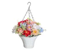 Panier à suspendre - Fleurs artificielles - Arrangement de fleurs de marguerite - Panier suspendu avec guirlande de fleurs artificielles pour terrasse, pays