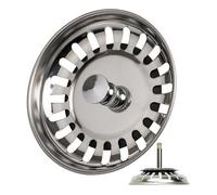 Panier à tamis pour évier, avec Ø 79 mm, le broche dépasse 32-61 mm dans l'écoulement, Ø 7,8 mm broche, bouchon de panier en acier inoxydable, tamis pour évier, crépine vanne de panier à tamis