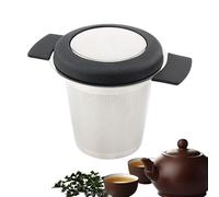 Panier à thé en acier inoxydable, diffuseur de thé avec deux poignées et couvercle en silicone, grande capacité, panier à thé à mailles fines pour thé en vrac, filtre à café, théière, tasses et tasses