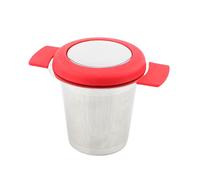 Panier à thé en acier inoxydable, diffuseur de thé avec deux poignées et couvercle en silicone, grande capacité, panier à thé à mailles fines pour thé en vrac, filtre à café, théière, tasses et tasses