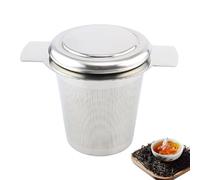 Panier à thé en acier inoxydable, diffuseur de thé avec deux poignées et couvercle en silicone, grande capacité, panier à thé à mailles fines pour thé en vrac, filtre à café, théière, tasses et tasses