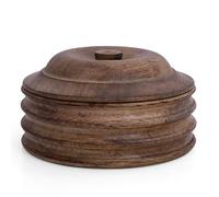 Panier à tortilla mexicain en bois fabriqué à la main - Boîte à pain indien Chapati Roti - Boîte à crêpes - Cocotte avec couvercle - Décoration pour la maison, la cuisine, la salle à manger, marron