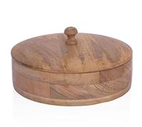 Panier à tortilla mexicain en bois fabriqué à la main - Boîte à pain indien Chapati Roti - Boîte à crêpes - Cocotte avec couvercle - Décoration pour la maison, la cuisine, la salle à manger - Marron