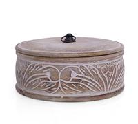 Panier à tortilla mexicain en bois fabriqué à la main - Boîte à pain indien Chapati Roti - Boîte à crêpes - Cocotte avec couvercle - Décoration pour la maison, la cuisine, la salle à manger - Marron