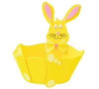 Panier à œufs de Pâques en feutre avec silhouette de lapin pour enfants, rangement de bonbons, centre de table festif, matériau en feutre robuste, 18 x 16 x 7,5 cm (jaune)