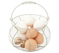 Panier À Œufs En Fil Métallique Pour Cuisine, Panier À Oeufs Rustique En Fil De Fer Rond Avec Poignée En Nage, Pour Nourriture, Fruits, Légumes, Cuisine, Pique-niques, Erme (20x15cm)