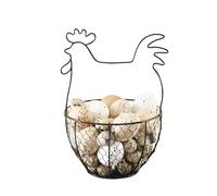 Panier à œufs « poule » en métal, noir, diamètre 17 cm, panier de collection, décoration de table, panier en métal, décoration de Pâques