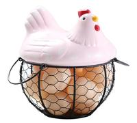 Panier à œufs pour rassembler des œufs frais, peut contenir 15, panier à de poule rustique mignon avec couvercle et poignée, fer décoratif, collecte polyvalente, Style2, Figürchen